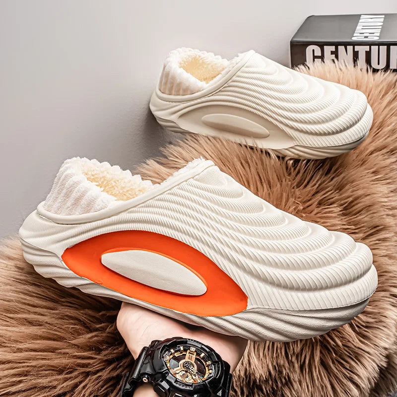 Unisex Winter Fluffy Slippers - Warm Cotton Indoor Home Shoes with Non Slip Sole