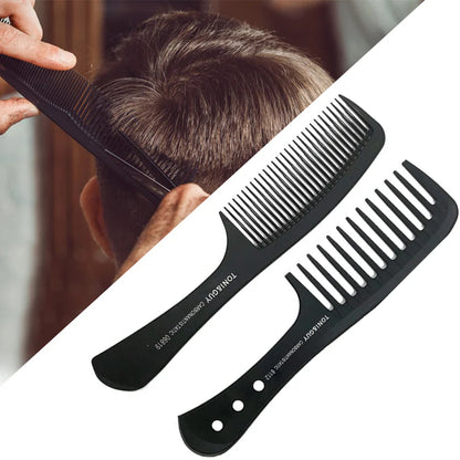 Black Flattop Hair Cutting Comb – Wide Tooth Professional Barber Hair Clipper & Salon Hairdressing Carbon Comb for Men