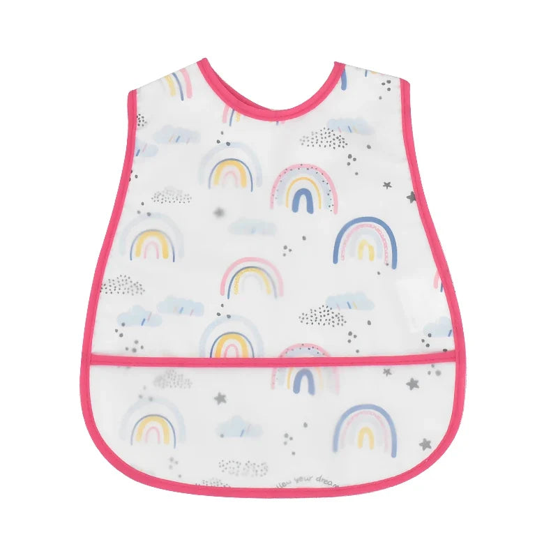 Adjustable Baby Bibs - Waterproof EVA Cotton Cartoon Feeding Bibs with Burp Cloth for Boys & Girls