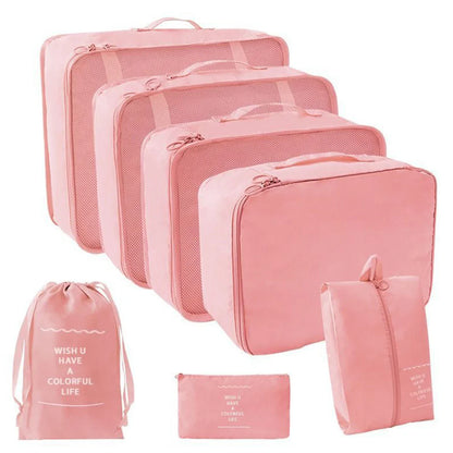 7-Pcs Travel Organizer Packing Cubes Set – Portable Luggage Storage Bags for Clothes, Shoes & Accessories