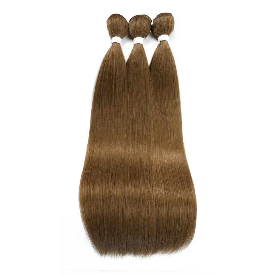 26" Ombre Straight Synthetic Hair Extensions – Smooth Weaving, Full Blue Hair Bundles from Root to End
