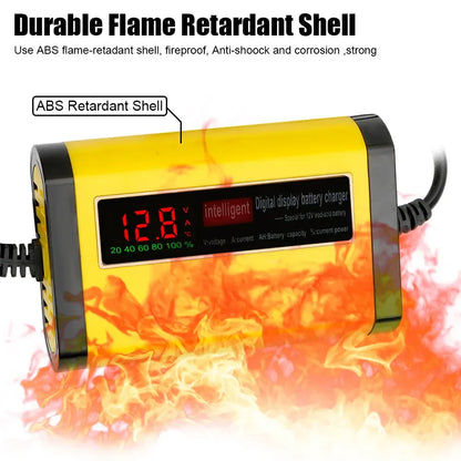 Full Automatic Car Battery Charger - Digital LCD Display, 2A Fast Charging, 3 Stages Lead Acid AGM GEL Battery Chargers