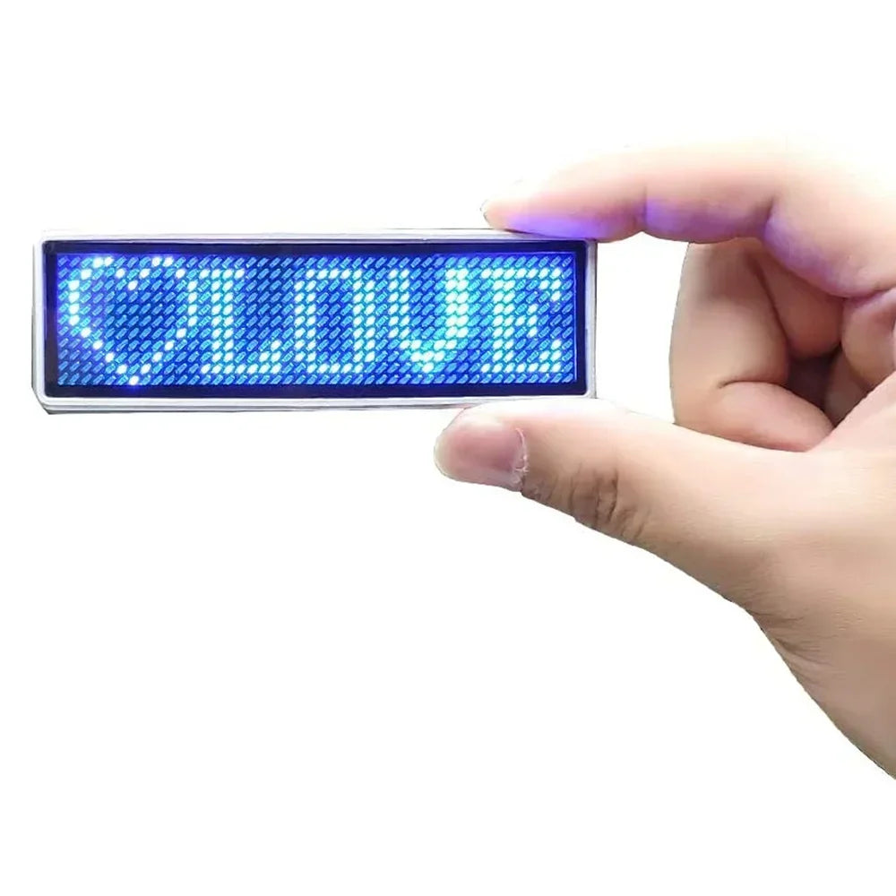 Rechargeable Bluetooth LED Badge – DIY Programmable Scrolling Message Board Mini Name Tag Display