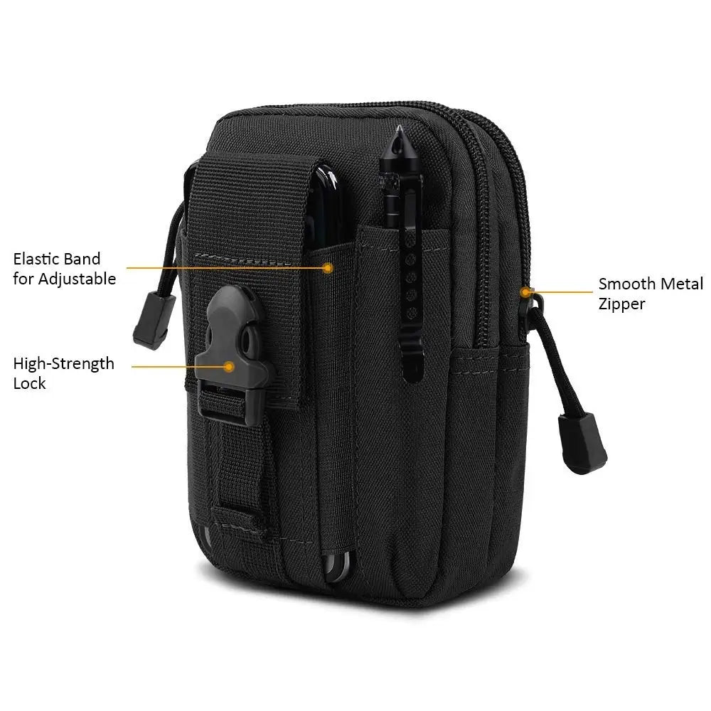 Tactical Universal Cell Phone Holster – Military Molle Hip Waist Belt Bag, Wallet Pouch with Zipper