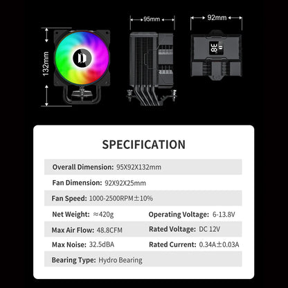 UPSIREN Walrus Assassin 90 CPU Cooler — 4 Heatpipe Air Cooler with 92mm Fan & Digital Display for Intel LGA1700/1200 & AMD AM4/AM5