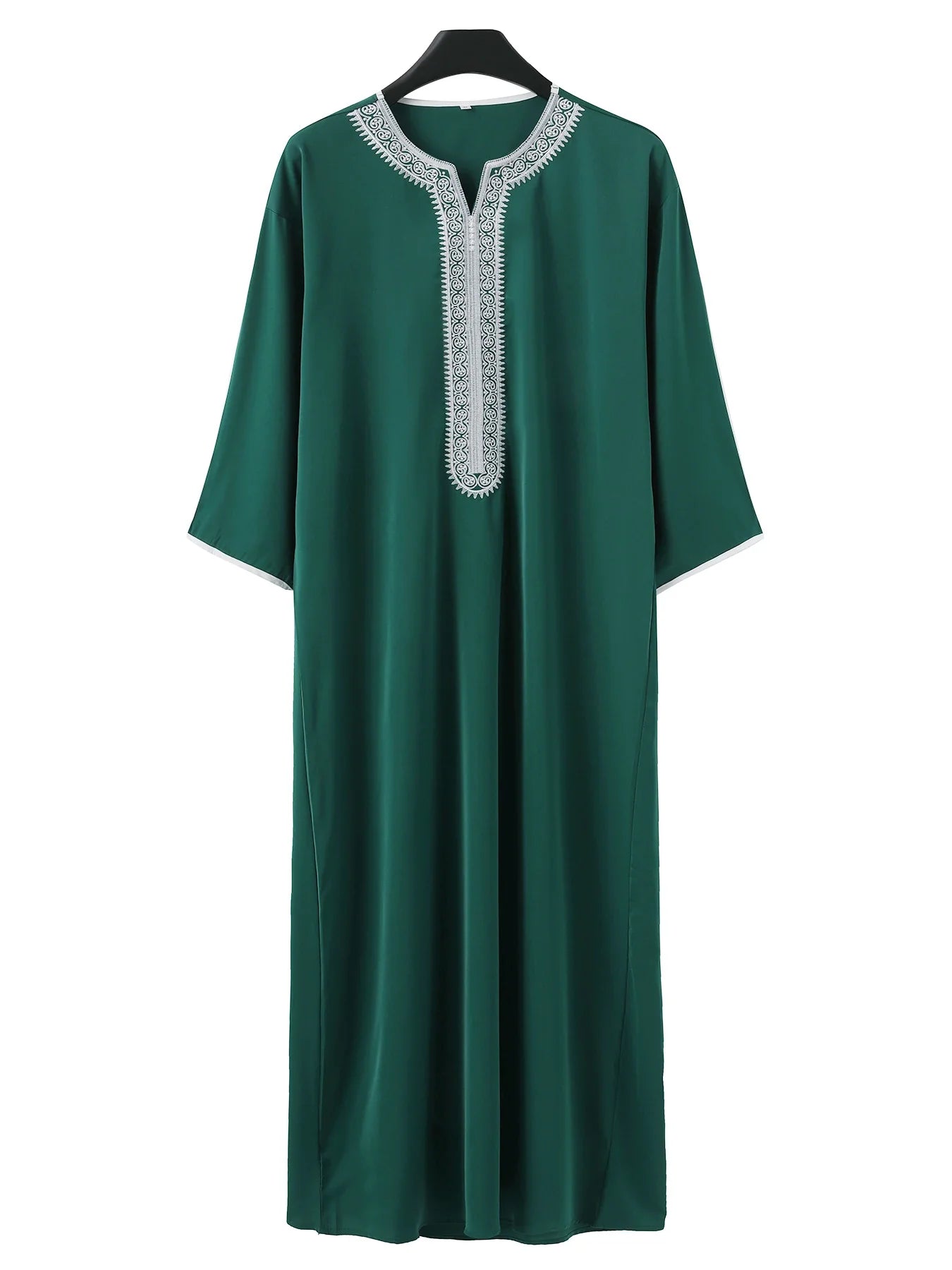 Moroccan Green Men’s Arab Robe - Traditional Embroidered Islamic Casual Clothing for Elegant Style