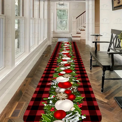 VIKAMA Christmas Snowflake Runner Rug - Festive Holiday Floor Mat for Kitchen, Entryway, Hallway & Bedroom Decor
