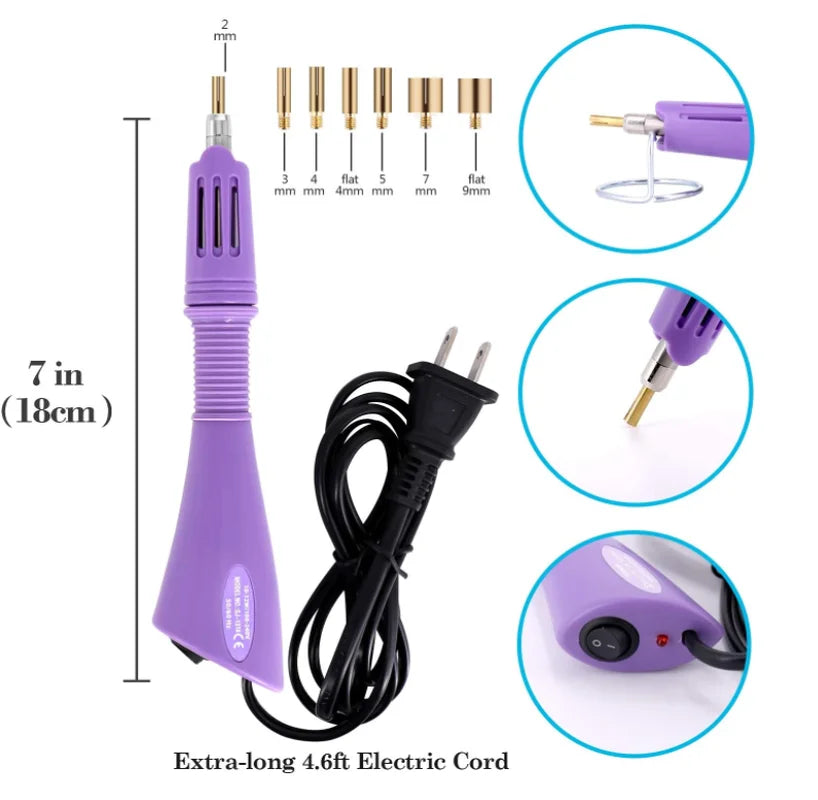 DIY Hotfix Applicator Wand Tool Kit with 2 Box Strass AAAAA Clear Glass Crystal Rhinestones - Hot Fix Rhinestone Tool