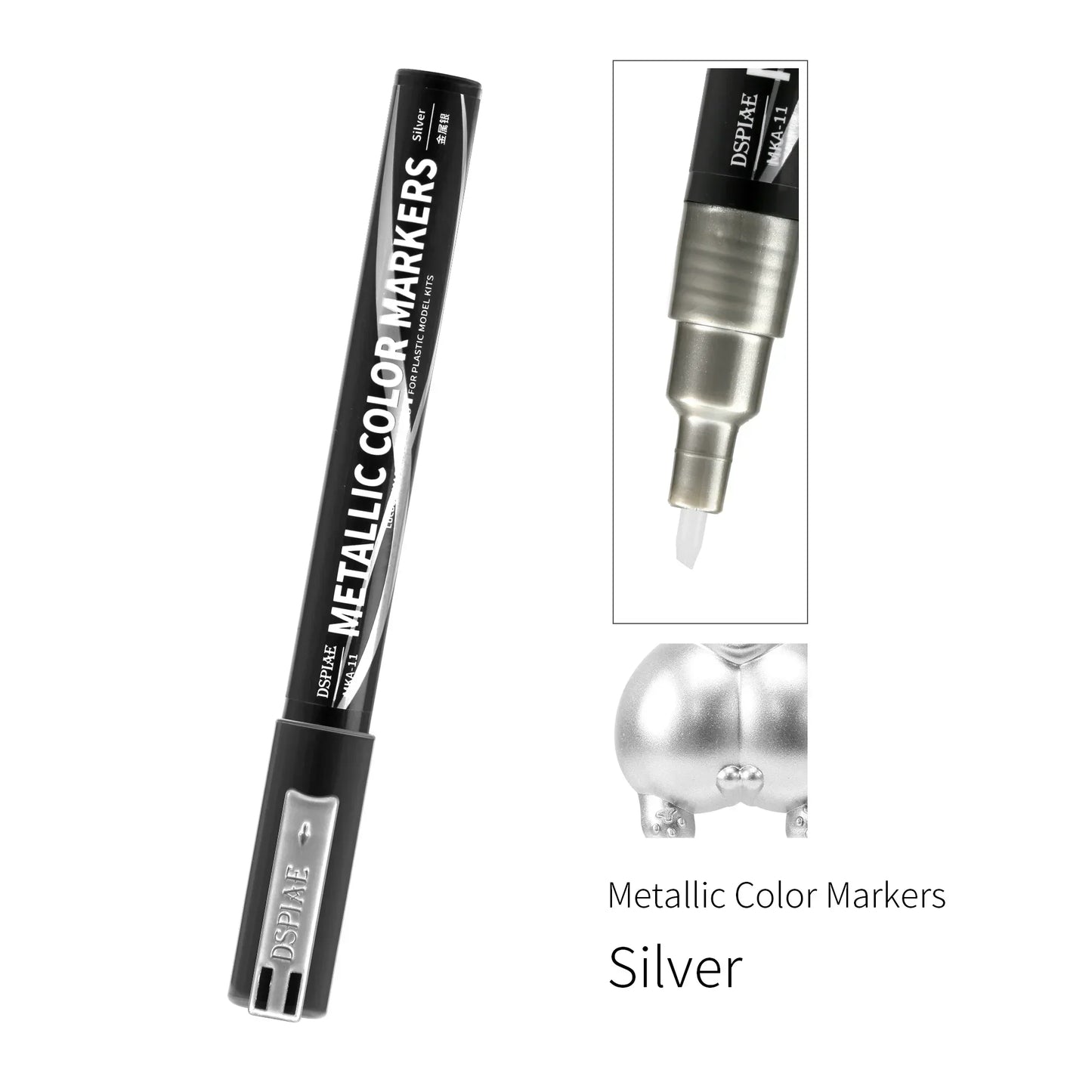 DSPIAE MKA Super Metallic Brush Pen – 12 Water-Based Colors with Soft Tip for Gundam & Mecha Model DIY Hobby