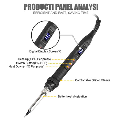 JCD 60W/80W Electric Soldering Iron – Adjustable Temperature with Digital Display for Welding & Repair