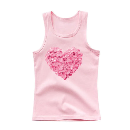 Girls Owl Print Tank Top - Sleeveless Cotton Sports Vest Shirt for Kids 3-14 Years