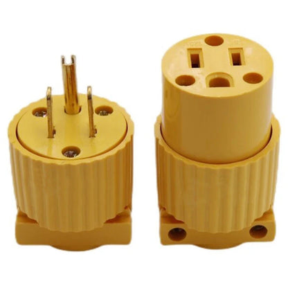 US Industrial Locking Power Plug - 15A L5-15 and L6-15 Male Female 3-Pole Wiring Connector Socket Type B Yellow