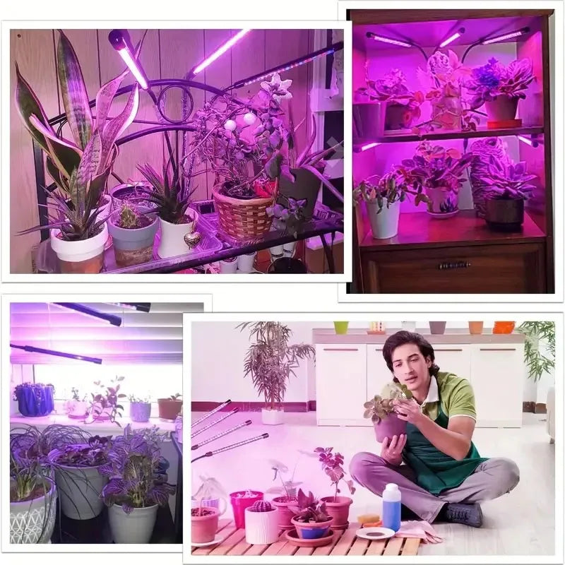 USB LED Plant Grow Light — Indoor Garden Full Spectrum Lamp with 10 Dimmable Levels, Timer Settings 3H/9H/12H for Hydroponic & Greenhouse Plants