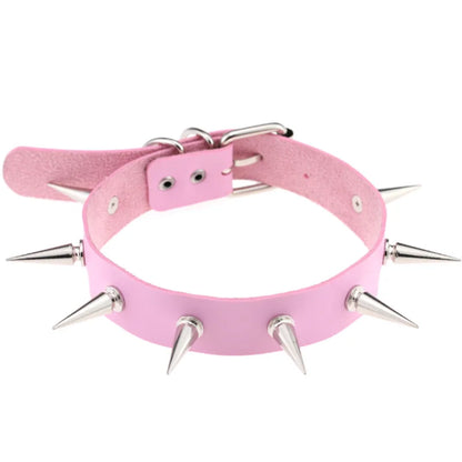 Harajuku Gothic Spike Rivet Star Choker Necklace – Black Bowknot PU Lace Leather Y2K Hip Hop Rock Jewelry for Girls