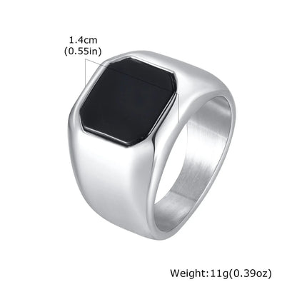 Punk Vintage Ethnic Rings for Men – Retro Viking Knot Rune, Black Geometric Square Stone Signet Jewelry