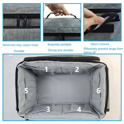 Travel First Aid Kit Bag — Multifunctional Medical Storage Organizer with Layered Medicine Boxes