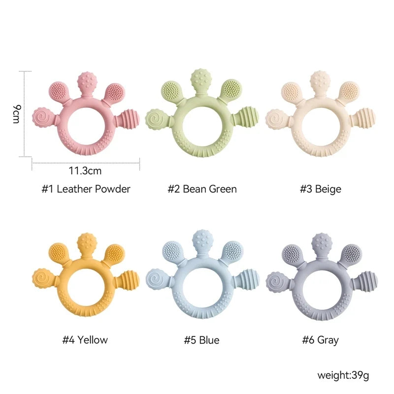 Baby Silicone Teether Toy - BPA Free Dental Chew Ring Bracelet for Infant Teething Relief and Kids Gift