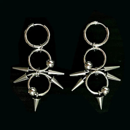 Gothic Tiger Nail Earrings - Punk Rivet Grunge Rock Chain Jewelry for Women