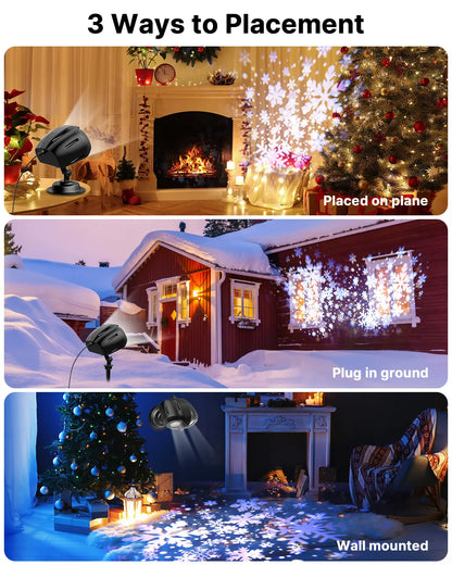 Christmas Snowfall Projector Lights – Dynamic LED Snowfall Spotlight, IP65 Waterproof Holiday Decoration