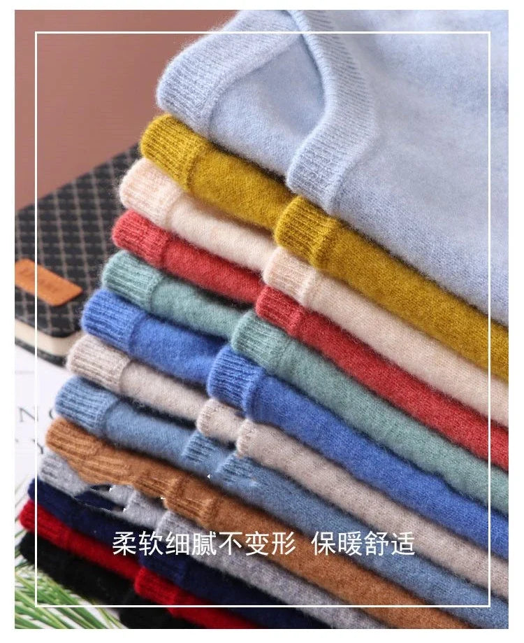 Men's Autumn Winter Cashmere Sweater - Soft Warm O-Neck Loose Knit Pullover Korean Style Top