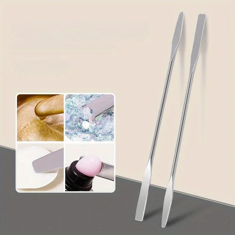 3pcs Dual-Ended Stainless Steel Mixing Spatula - Nail Art, Makeup and Craft Mixing Tool Set
