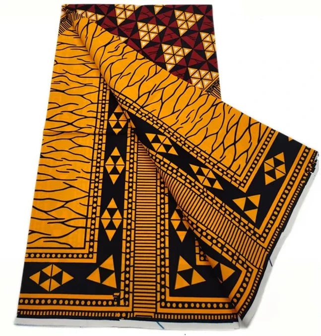 African Wax Print Fabric - High-Quality Cotton Ankara Gold Print Pagne for Wedding & Dress Sewing