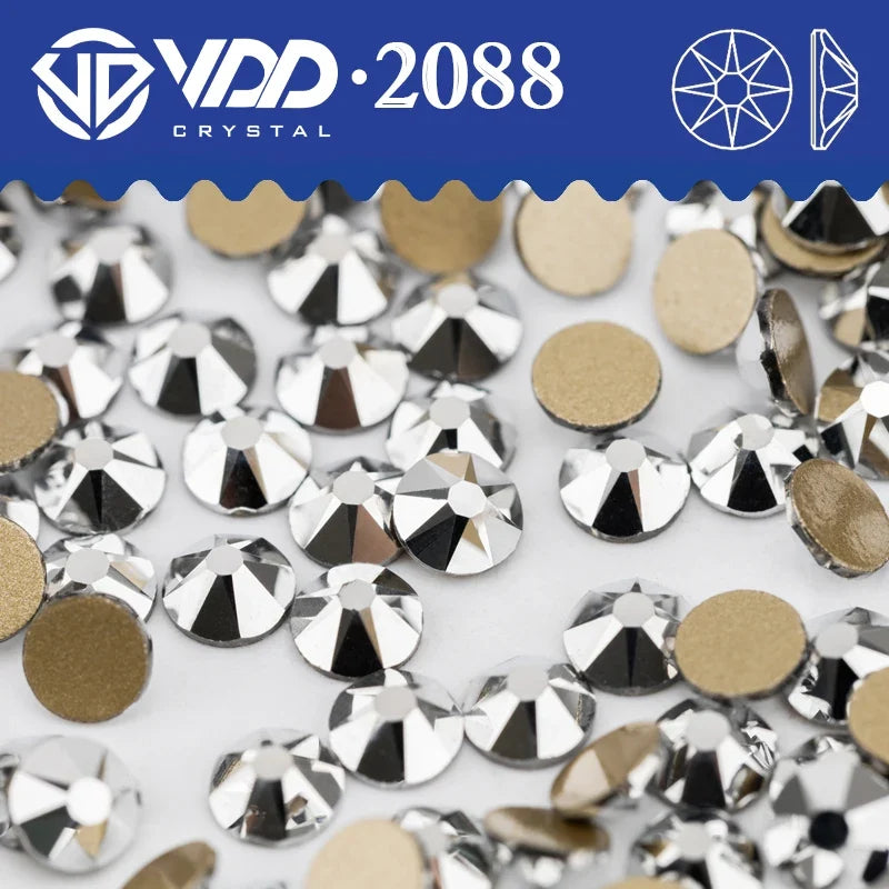 VDD Non Hot Fix Crystal Nail Art Rhinestones - 2088 Flower Flatback Gems for DIY Nail Decorations