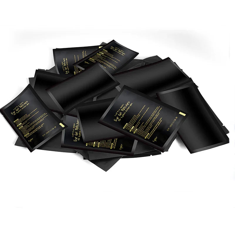 50 Pairs UV Black Hydrogel Eye Gel Patches | Eyelash Extension Padding & Makeup Stickers | Under Eye Gel Pads
