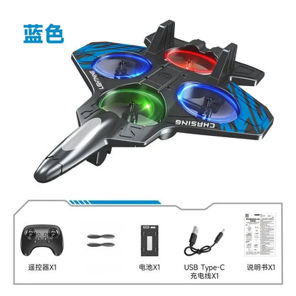 RC Fighter Jet Toy - 2.4G Remote Control Flying Stunt Airplane with Lights for Kids