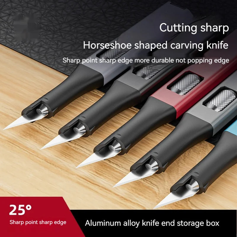 Pen-shaped DIY Aluminum Handle Carving Knife with 10 Replaceable Horseshoe Art Blades