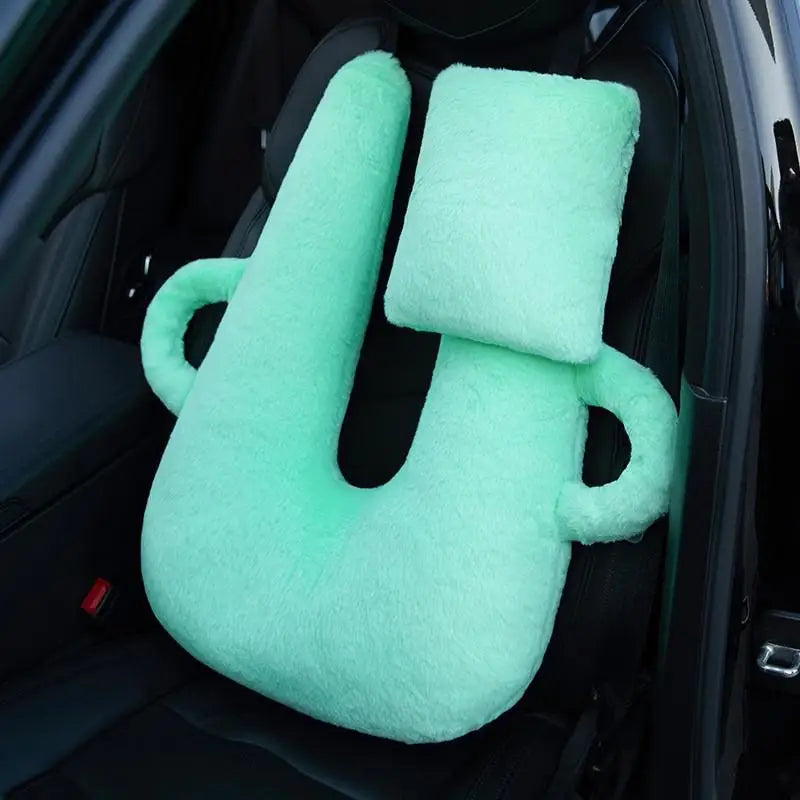 Children’s Cartoon Car Neck Pillow – Rear Seat Sleep Headrest & Seat Belt Shoulder Support