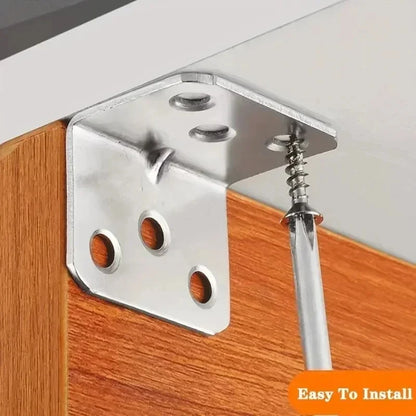 # 90 Degree Stainless Steel Corner Brackets - L-Shaped Braces for Wood Cabinets, Furniture & Shelves