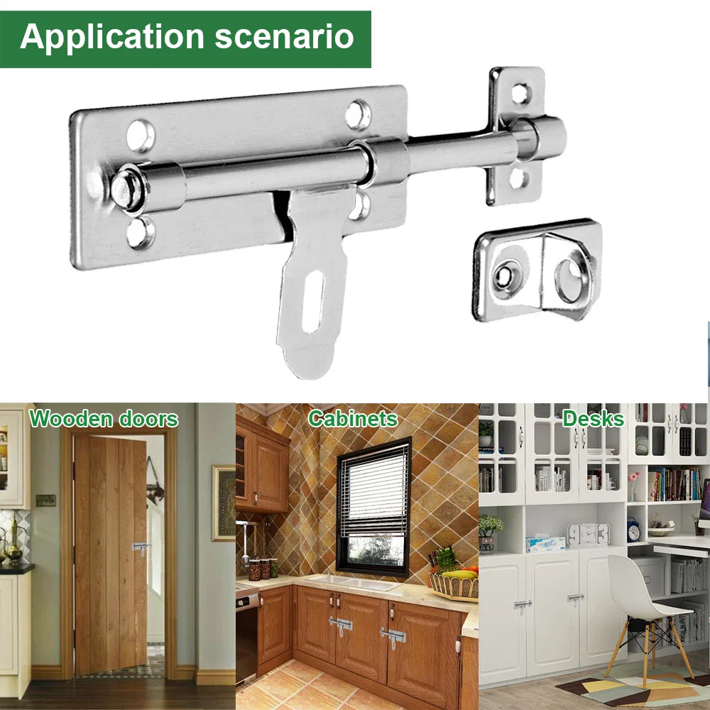 4-Inch Stainless Steel Door Lock – Barrel Bolt Latch Padlock Clasp Set for Doors, Windows, Drawers & Cupboards (Brushed Finish)