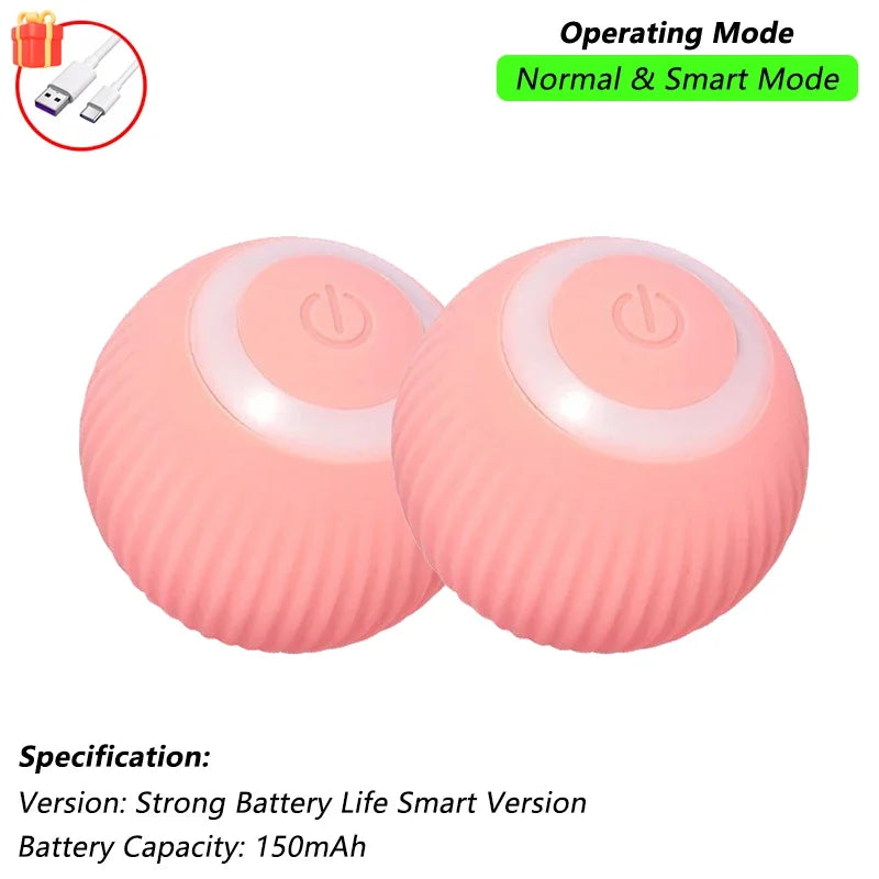 iLMH Smart Cat Interactive Ball Toy - Rechargeable Automatic Rolling Mouse Toy with Faux Tail for Pet Training & Play