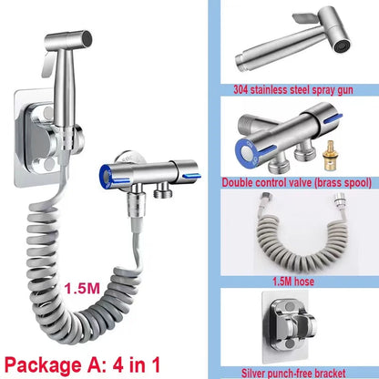 304 Stainless Steel Toilet Spray Gun Set – High Pressure Bathroom Douche & Women’s Washer Nozzle