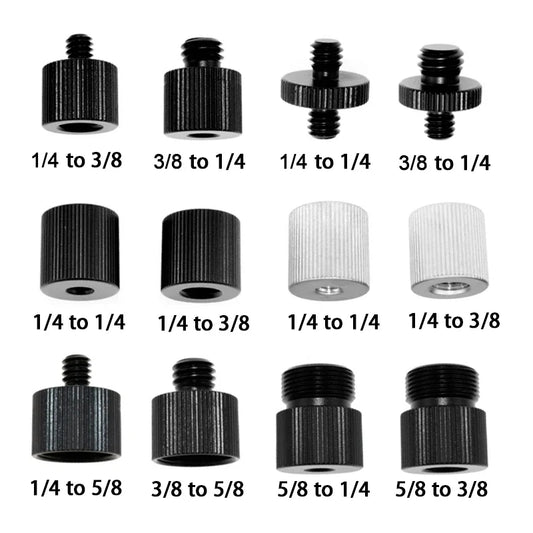 1/4 to 3/8 Inch Camera Screw Adapter - 5/8-27 Microphone Thread Converter for Tripod Ball Head Photography Accessories