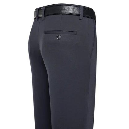 Men's Suit Pants – Business Casual Elastic Straight Trousers | Formal Dress Black & Navy Blue