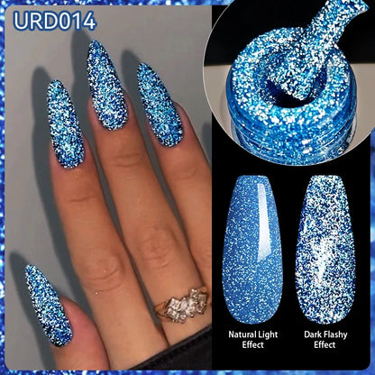 UR SUGAR Champagne Gold Silver Reflective Glitter Gel Nail Polish 15ml - Semi-Permanent Soak Off UV Manicure Art Varnish