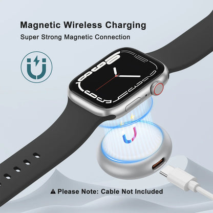 Portable Magnetic Apple Watch Charger with Lanyard – Dock Holder for Ultra 1/2, Series 10–1 & SE Smartwatch Charging Cableless Power Bank Style