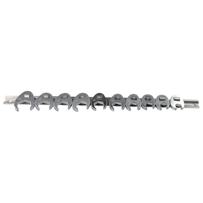 10pcs 3/8" Drive Crowfoot Wrench Set — 10-22mm Metric Open-End Spanners for Torque Wrenches