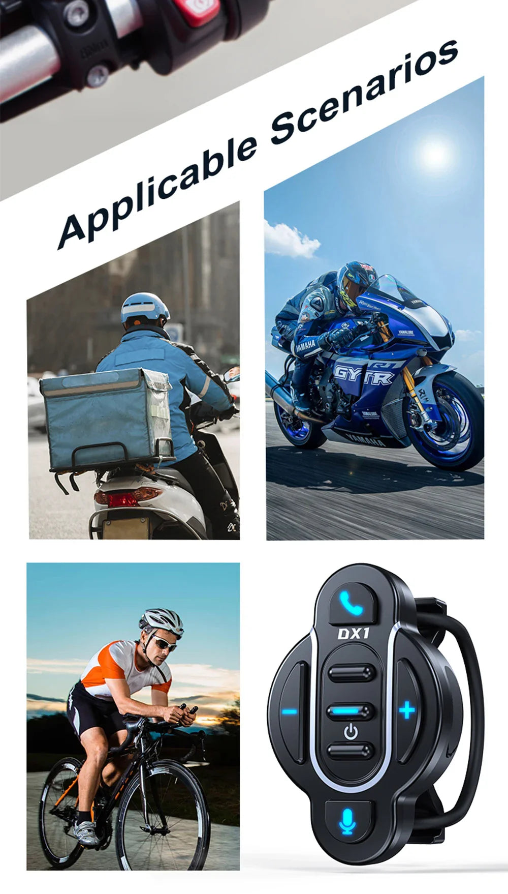 Universal Smart Bluetooth 5.4 Remote Control - Waterproof Wireless Media Controller for Motorcycle Helmet & Bike Handlebar