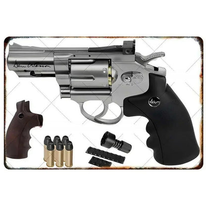 Pistol Metal Wall Sign - Military Style Decoration for Man Cave Home Cafe Bar Garden