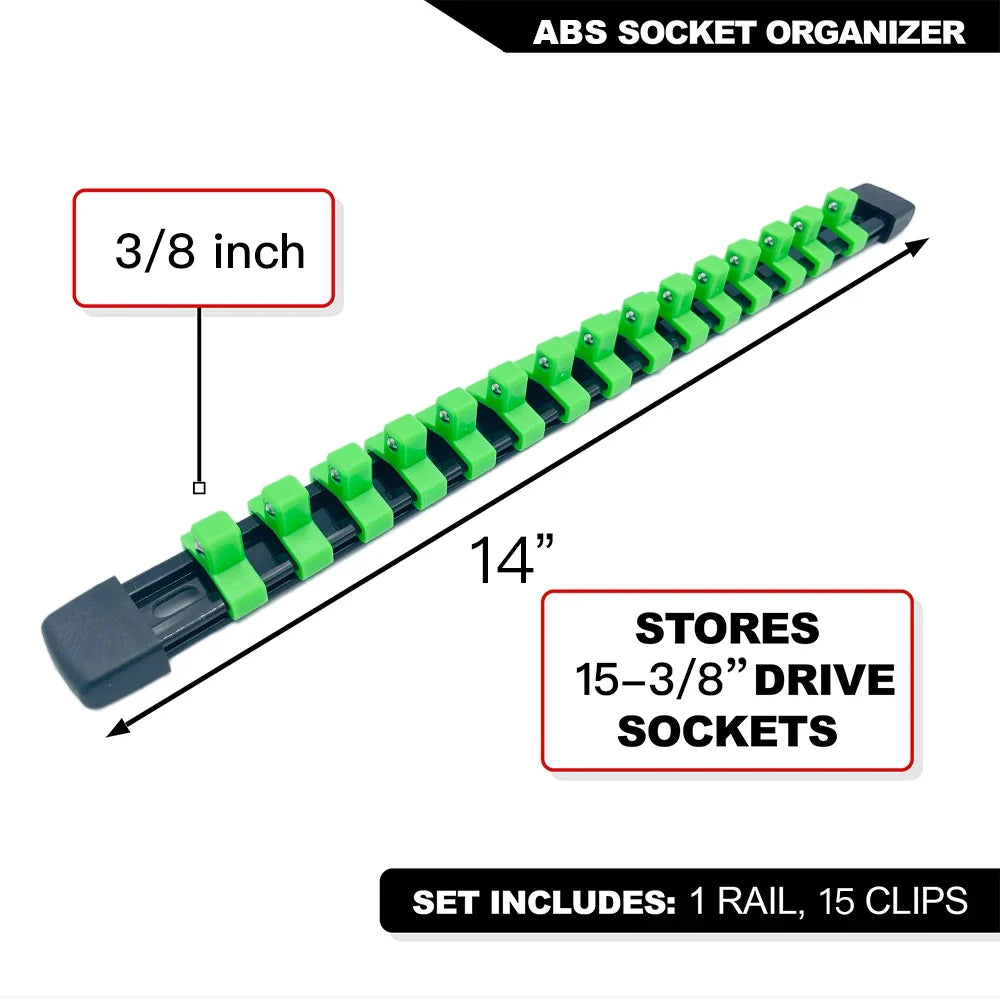 Socket Organizer Set - 1/4 3/8 1/2 Inch Socket Holder Trays for Tool Box Drawers & Storage Rails