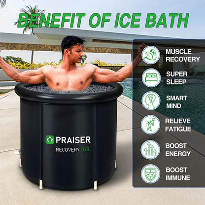 80cm Foldable Cold Plunge Tub - Portable Round Ice Bath & Outdoor Spa for Adults