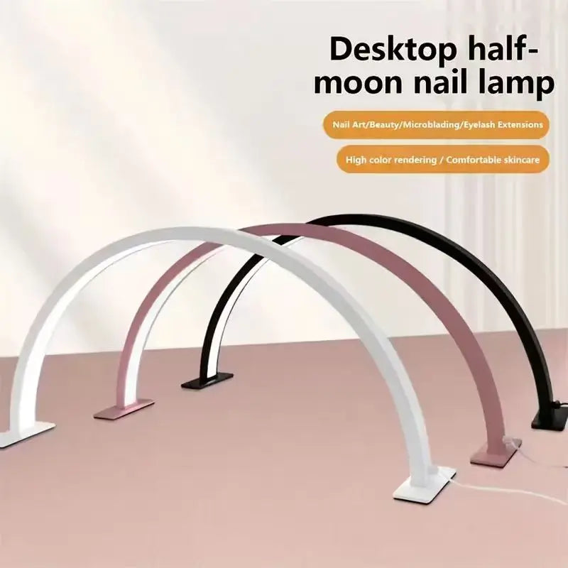 9New Moon Nail Work Lamp – Three-Color USB Beauty Desk Lamp for Nail Art & Eyelash, Black/White/Pink