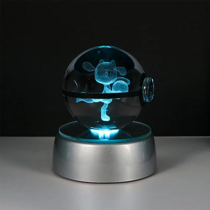 Pokemon Crystal Ball Night Light – Pikachu, Gengar, Eevee, Mewtwo & Lucario LED Pokeball, Kids Birthday Gift & Home Decor