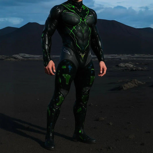 Cyberpunk 3D Print Jumpsuit - Futuristic Machinery Cosplay Bodysuit for Adults Halloween, Carnival & Cycling