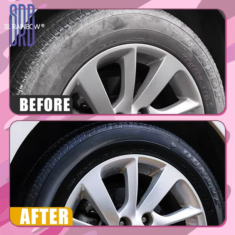 Black Wet Look Tire Shine Dressing Spray – Glossy Tire, Vinyl & Plastic Clear Coat with UV Protection