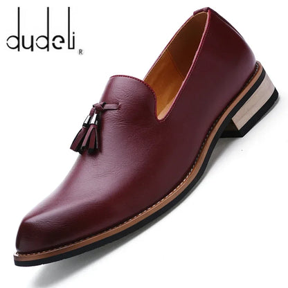 Men’s Italian Leather Slip-On Oxford Shoes - Classic Flat Formal Business & Dress Shoes for Men