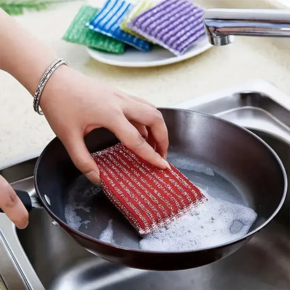 Steel Wire Sponge Scouring Pads (10/50pcs) – Double-Sided Non-Stick Oil Cleaning Cloths for Kitchen Dishwashing & Heavy Duty Scrubbing Tools